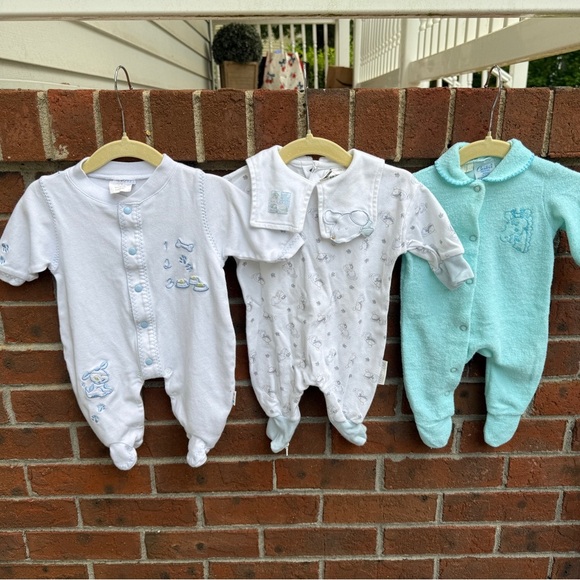 Lot vintage 90s Y2K of 3 Pajamas  Embroidered Size 0-3 Months Baby Carter’s Dog - Picture 1 of 8